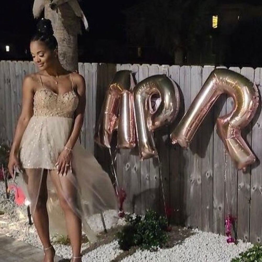 Gold/ Nude Sequin Tulle Dress